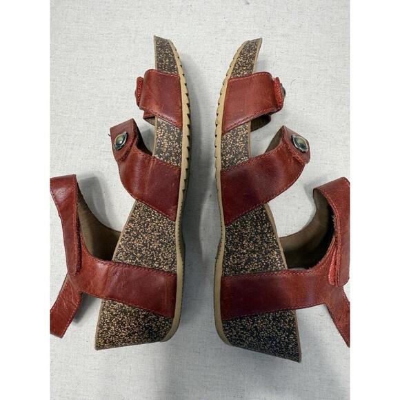 DANSKO US 10.5-11 Leather Cork Wedge Heels Sandal Adjustable - Picture 7 of 9